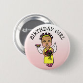 Birthday Girl African America Diary Button (Vorne & Hinten)