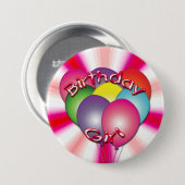 Birthday Girl Balloons Button (Vorne & Hinten)