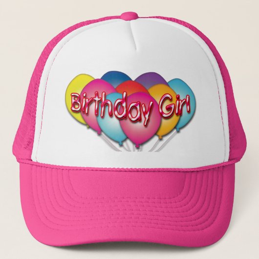 Birthday Girl Balloons Hat Truckerkappe (Vorderseite)