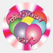 Birthday Girl Balloons Stickers (Vorderseite)
