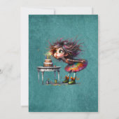 Birthday Girl bläst Kerzen aus Einladung (Rückseite)