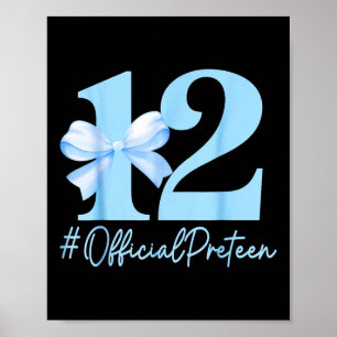 Birthday Girl Blue Coquette Bow 12 Jahre Altes Off Poster