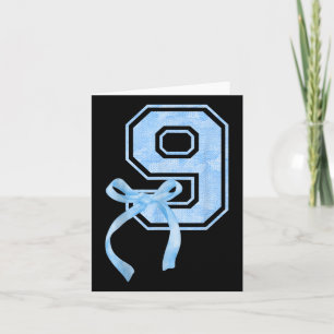 Birthday Girl Blue Coquette Bow 9 Jahre alte Ästhe Karte