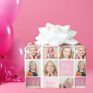 Birthday Girl Collage Vorlage Niedliche Kinder Geschenkpapier