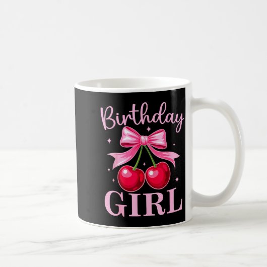Birthday Girl Coquette Bow Cherry Birthday Girls W Kaffeetasse (Rechts)