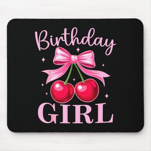 Birthday Girl Coquette Bow Cherry Birthday Girls W Mousepad (Vorne)