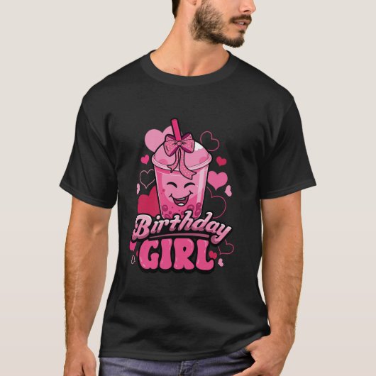 Birthday Girl Coquette Bow Niedlich Boba Bubble Mi T-Shirt (Vorderseite)