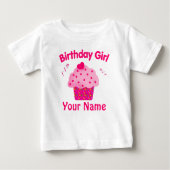 Birthday Girl Cupcake Personalisiert T Shirt (Vorderseite)