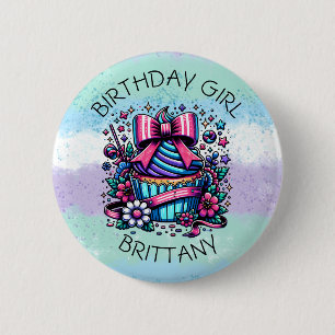 Birthday Girl Cupcake Whimsical Personalisiert Button