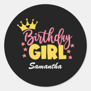 Birthday Girl Custom Simple Foto Runder Aufkleber