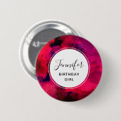 Birthday Girl Dark Red und Lila Modern Abstrakt Button (Vorne & Hinten)