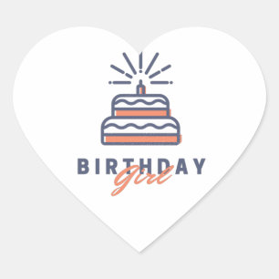 Birthday Girl Design Herz-Aufkleber