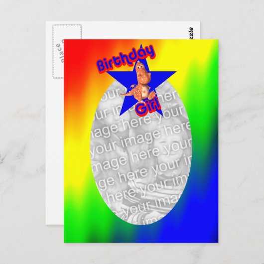 Birthday Girl Dinosaur Niedliches Foto Postcard Postkarte (Vorne/Hinten)