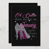Birthday Girl | Eine Königin war im Januar Geboren Ankündigung (Vorne/Hinten)