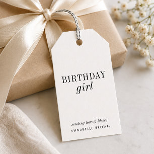 Birthday Girl   Einfach Minimalistisch Schwarz/Wei Geschenkanhänger
