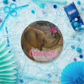 Birthday Girl Elephant Pink Floral Paper Plates Pappteller (Party)