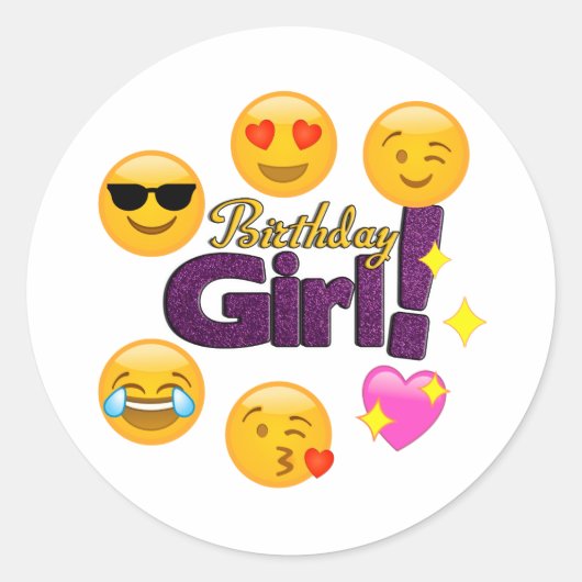 Birthday Girl Emojis Stickers (Vorderseite)