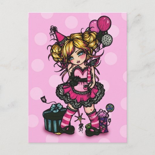 Birthday Girl Fairy Card Einladung Postkarte (Vorderseite)