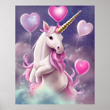 Birthday Girl Fantasy Unicoron mit rosa Balloons