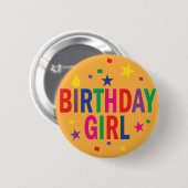 Birthday Girl - farbige Schaltfläche Button (Vorne & Hinten)