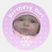 Birthday Girl Foto Winter Onederland Runder Aufkleber (Vorderseite)