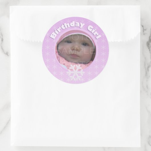 Birthday Girl Foto Winter Onederland Runder Aufkleber (Tasche)