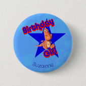 Birthday Girl Friendly Dinosaur Cute Personalized Button (Vorderseite)