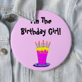 Birthday Girl Giant Pink Cake Button (Beispiel)