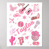Birthday Girl Groovy Taylor Vorname Personalize Poster (Vorne)