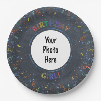 Birthday Girl Happy Birthday Chalkboard Pappteller
