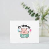 Birthday Girl Happy Pig Lover Postkarte (Stehend Vorderseite)