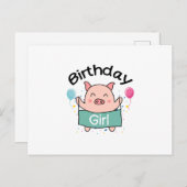 Birthday Girl Happy Pig Lover Postkarte (Vorne/Hinten)