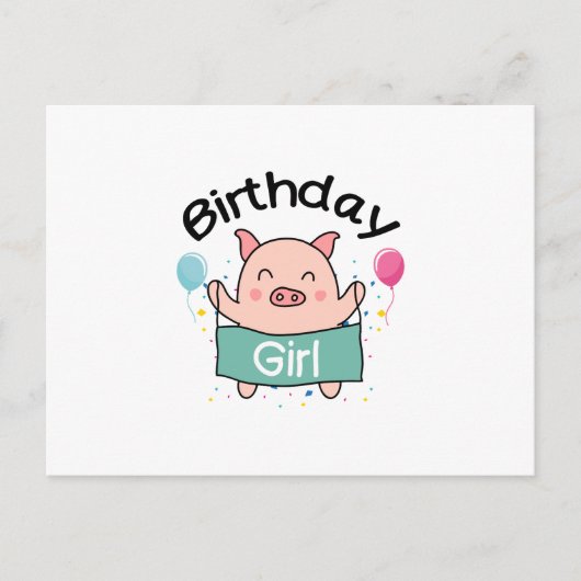 Birthday Girl Happy Pig Lover Postkarte (Vorderseite)