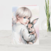 Birthday Girl Holding a Pet Bunny