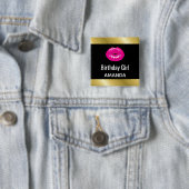 Birthday Girl Hot Pink Lips Glamour Button (Beispiel)