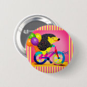 Birthday Girl Igel Reiten Bicycle Balloons Button (Vorne & Hinten)