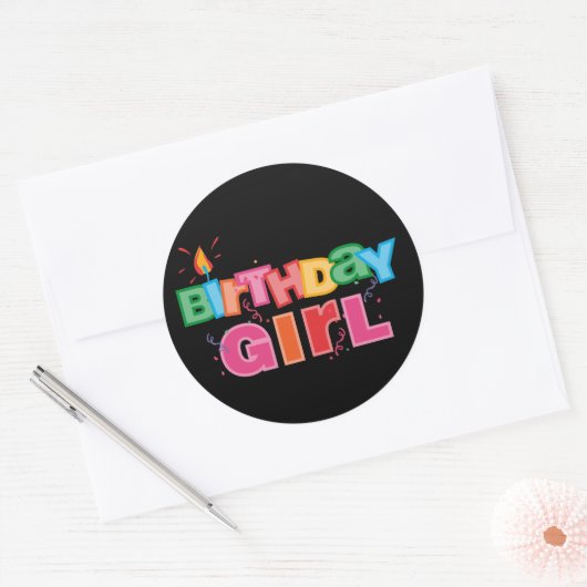Birthday Girl Letters Runder Aufkleber (Umschlag)