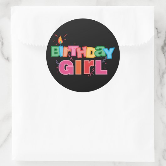 Birthday Girl Letters Runder Aufkleber (Tasche)