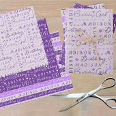 Birthday Girl Lila Niedlich einen Namen Personalis Geschenkpapier Set