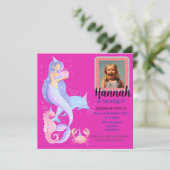 Birthday Girl Mermaid Thema Einladung (Stehend Vorderseite)