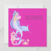 Birthday Girl Mermaid Thema Einladung (Rückseite)