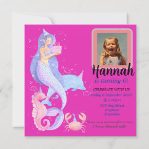 Birthday Girl Mermaid Thema Einladung