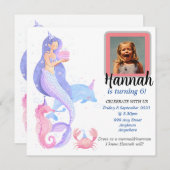 Birthday Girl Mermaid Thema Einladung (Vorne/Hinten)