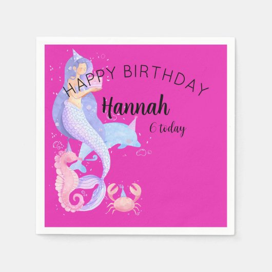Birthday Girl Mermaid Thema Serviette (Vorderseite)