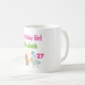 Birthday Girl mit Party Lion und Balloon Sheep Kaffeetasse (VorderseiteRechts)