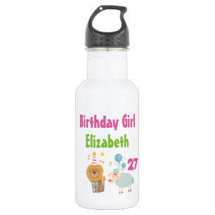 Birthday Girl mit Party Lion und Balloon Sheep Trinkflasche