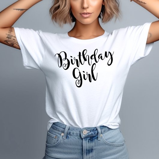 Birthday Girl Modern Black Script Frauen Tri-Blend Shirt