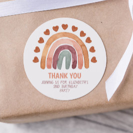 Birthday Girl Modern Boho Rainbow Vielen Dank Runder Aufkleber