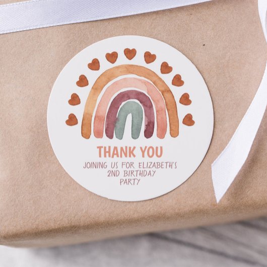 Birthday Girl Modern Boho Rainbow Vielen Dank Runder Aufkleber