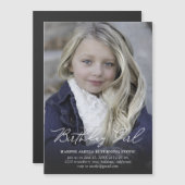 Birthday Girl Modern Calligraphy Birthday Magneteinladung (Vorne/Hinten)